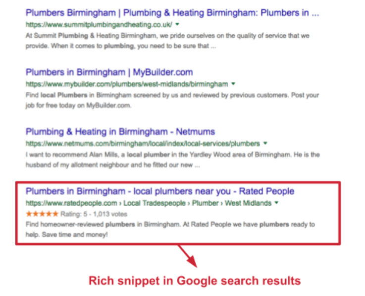 rich snippet example in google