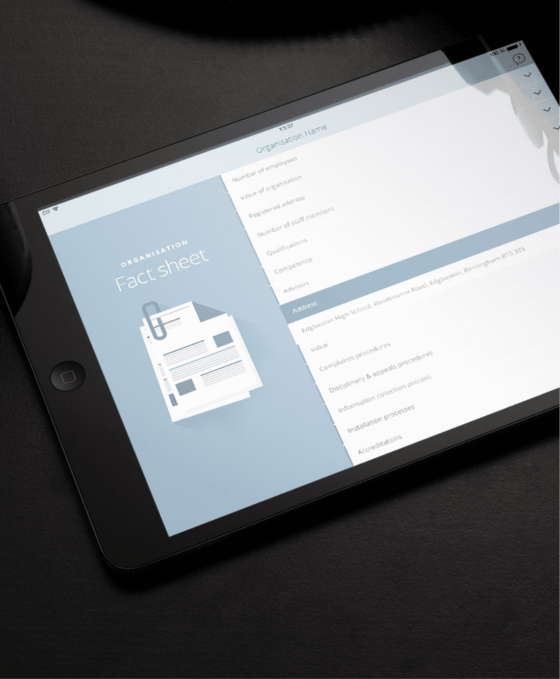 CG First App iPad Mockup