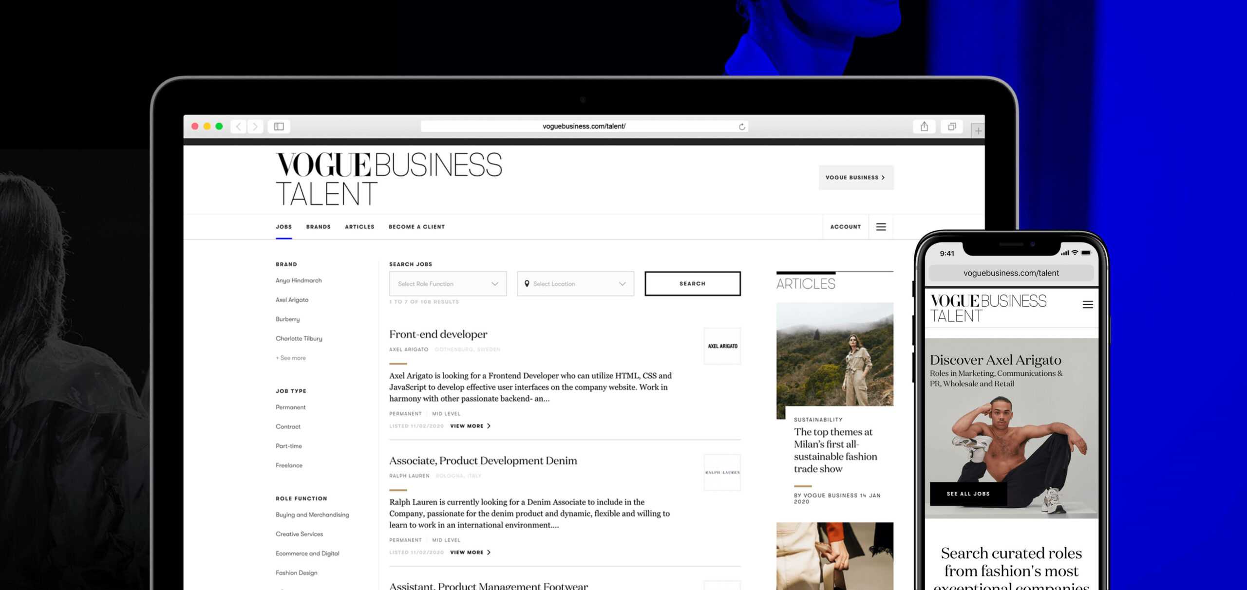 Vogue Business Talent Dashboard Mockup on Laptop and iPhone