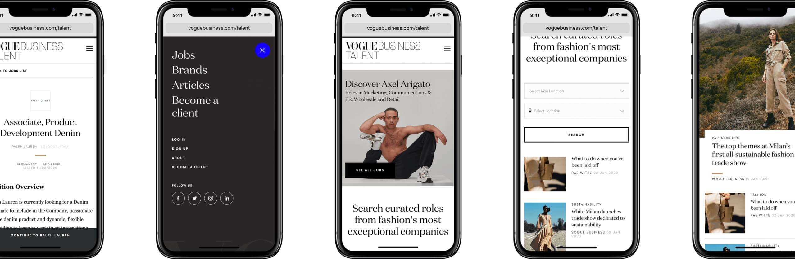 Vogue Business layout on 5 iPhone XS