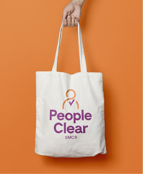 People clear logo on a cloth bag