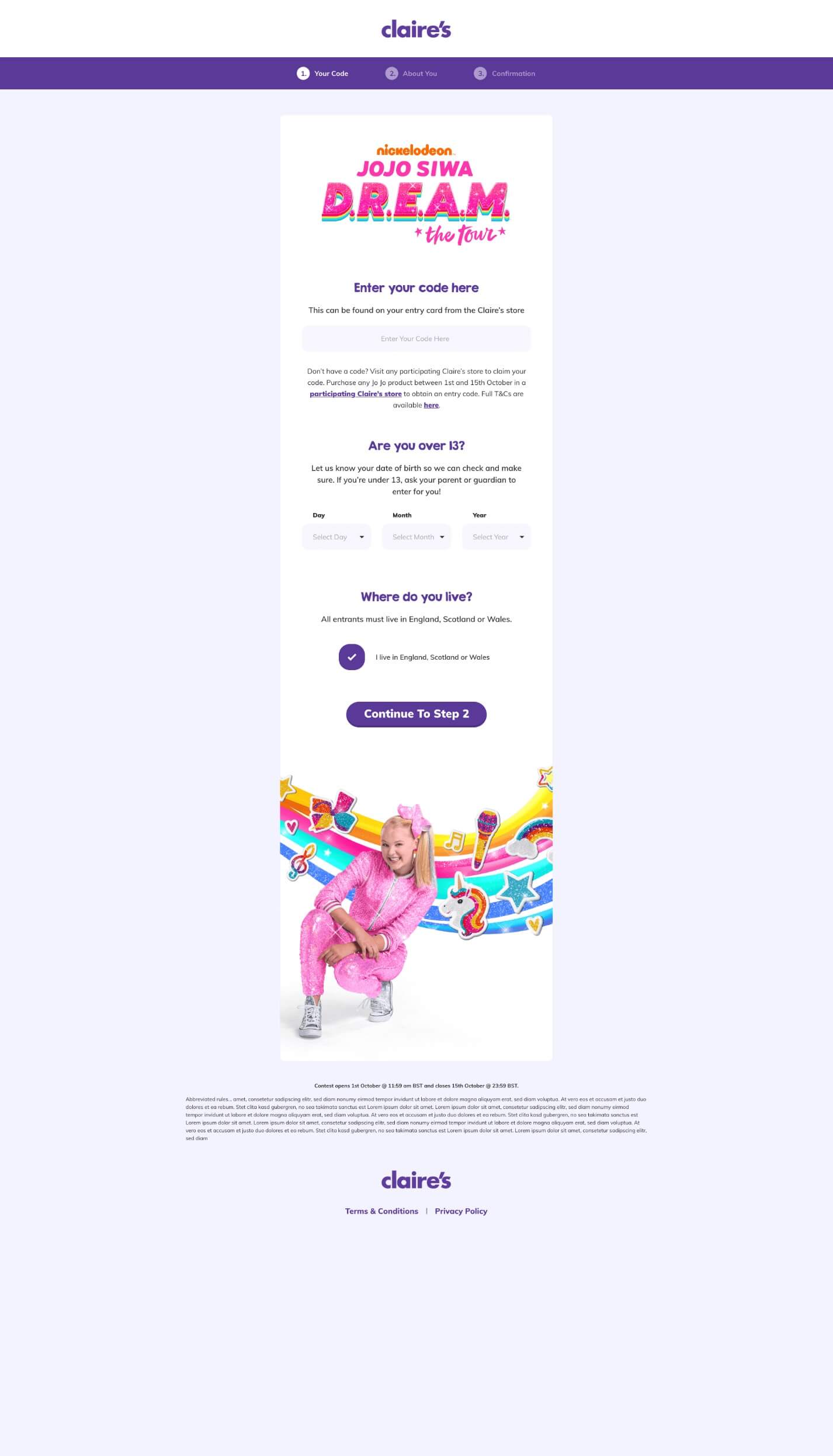 JoJo Siwa Competition form