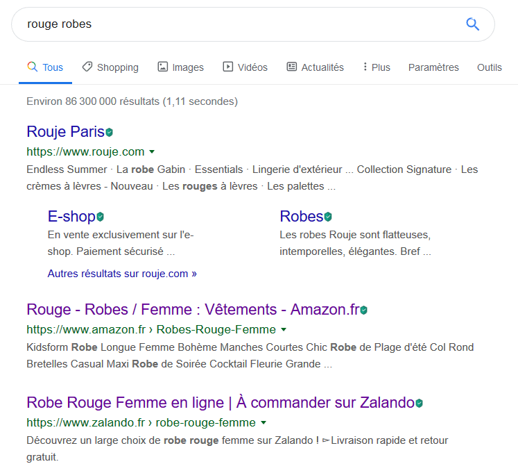 french Google search results
