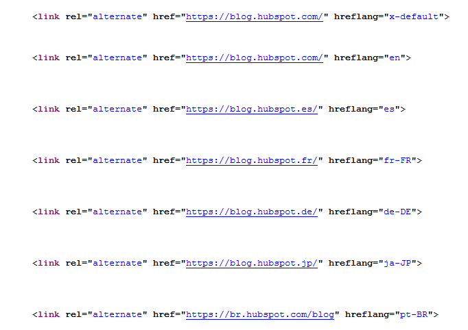 hreflang tags example - hubspot