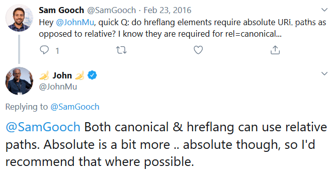 relative or absolute path hreflang tags