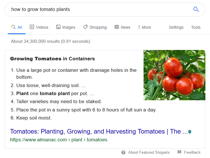 Featured Snippet Optimisation Example