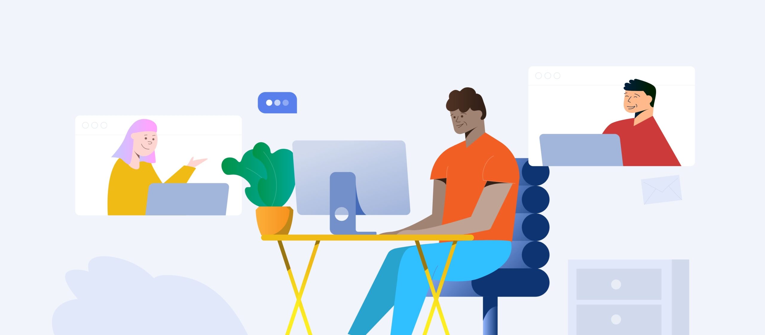 Graphic of remote worker